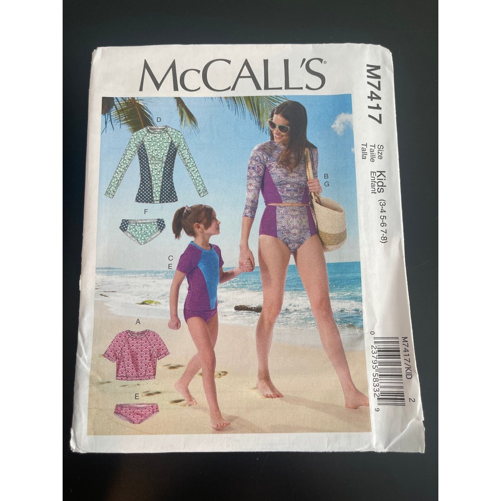 00545 - McCalls M7417 Kids Swimwear Bikini‎ Tankini Rash Guard Pattern Sizes 3-8